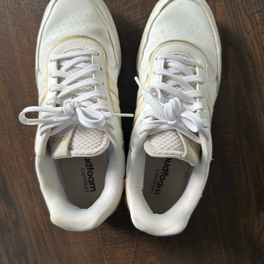 Adidas White and Gold Sneakers